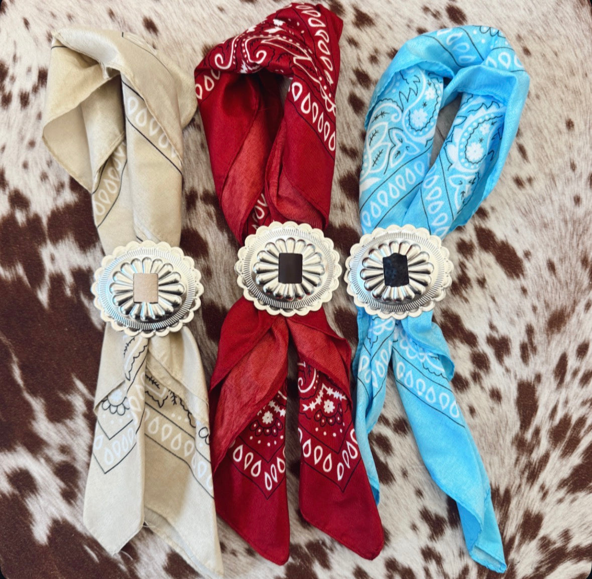 Large Leather Concho Bandana Slide