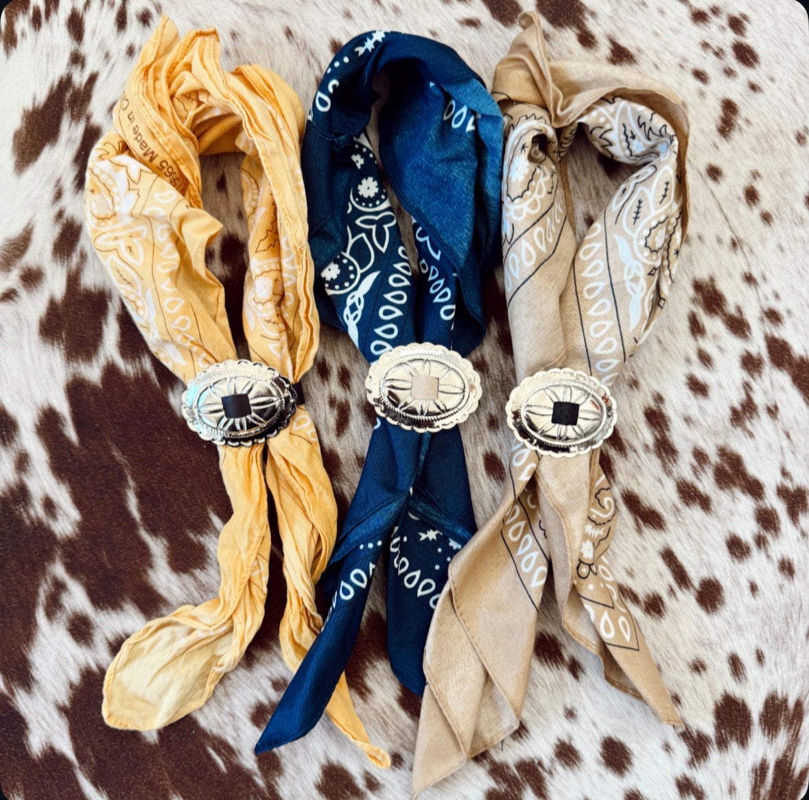 Small Leather Concho Bandana Slides