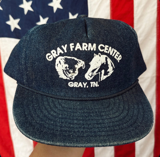 Vintage Gray Farm Center Denim Hat