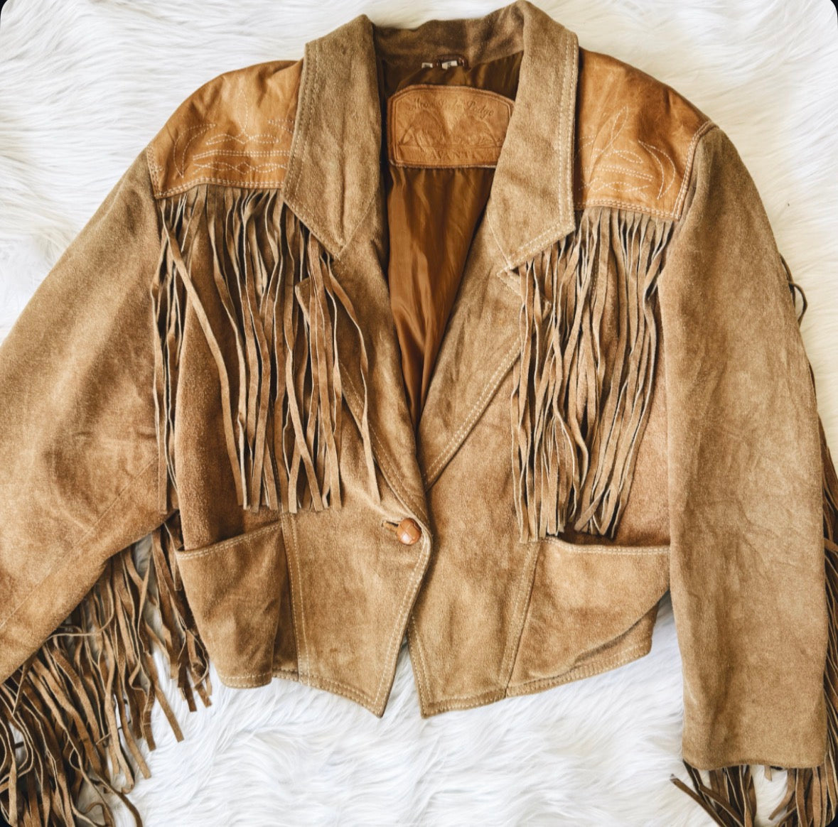 Vintage Tan Fringe Leather Jacket
