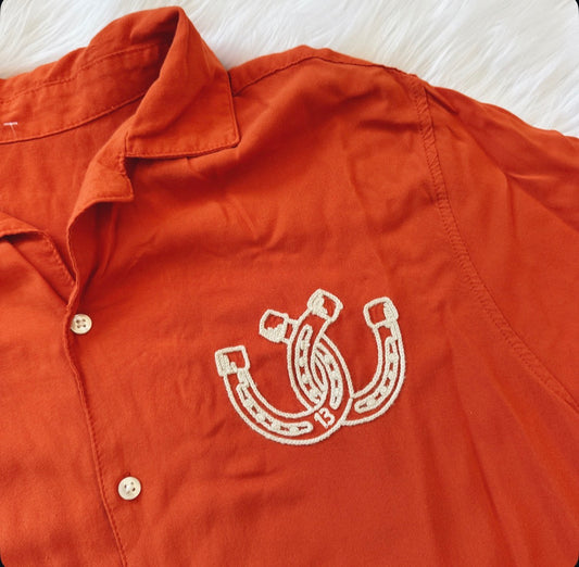 Vintage Horseshoe Embroidered Button Down