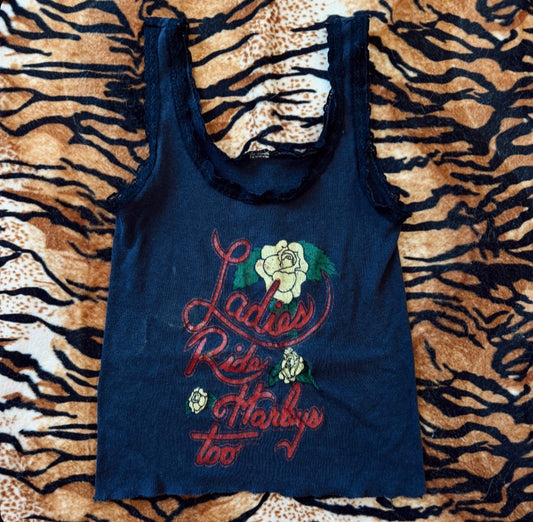 Vintage Ladies Ride Harleys Too Tank Top
