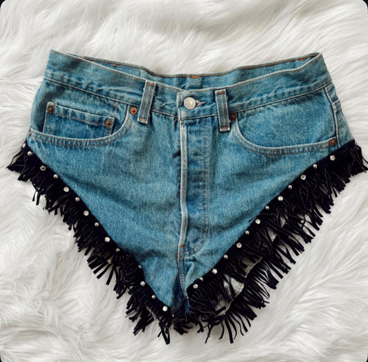 Vintage Leather Fringe Levis Shorts