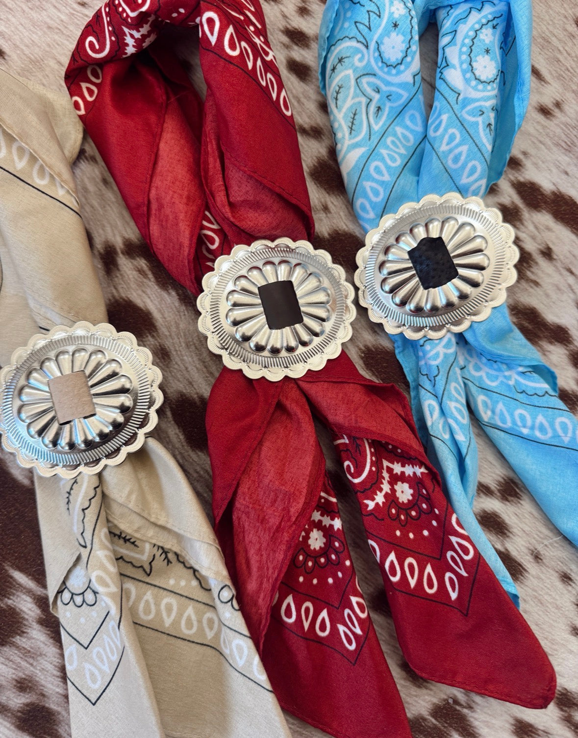 Large Leather Concho Bandana Slide