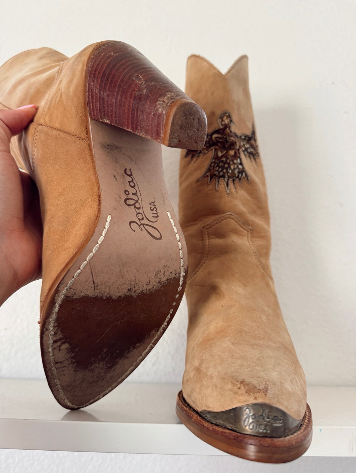 Vintage Feathered Eagle Inlay Cowboy Boots