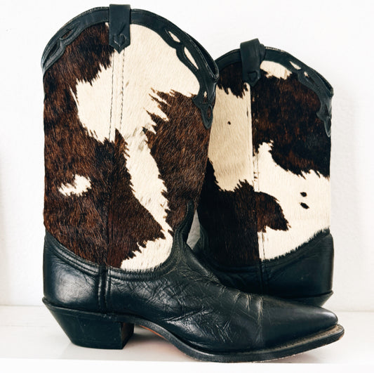 Vintage Cowhide Cowboy Boots