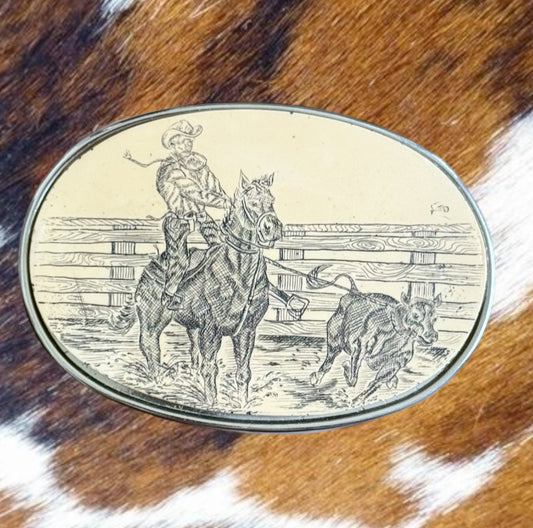 Vintage Roping Cowboy Buckle