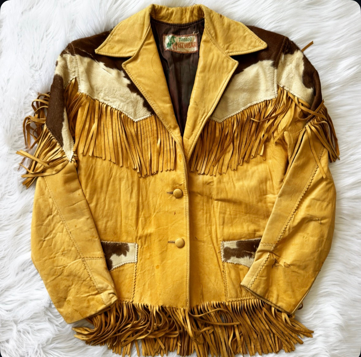 Vintage Cowhide Leather Fringe Jacket
