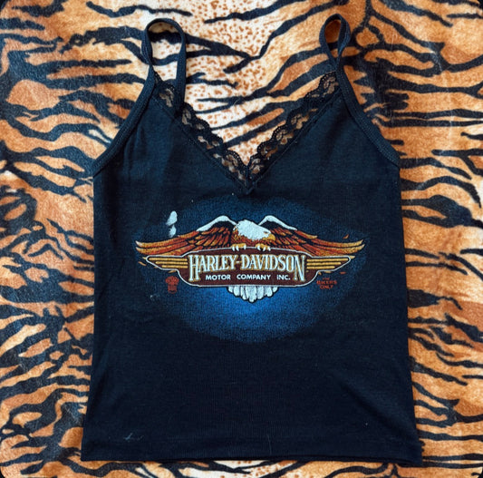Vintage Harley Davidson Lace Trim Tank Top