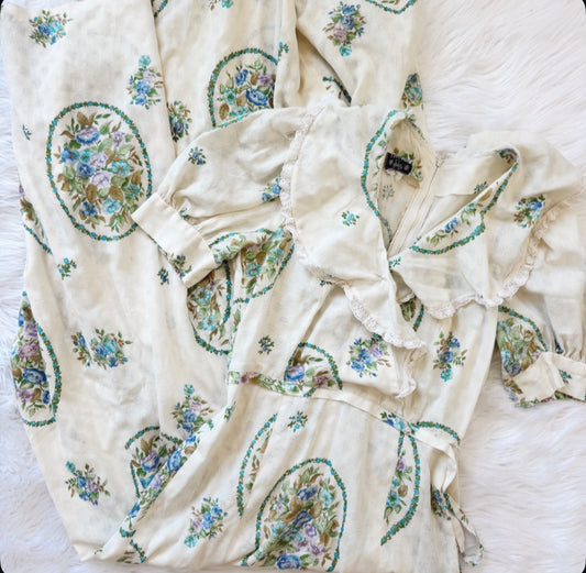 Vintage 1970s Floral Maxi Dress