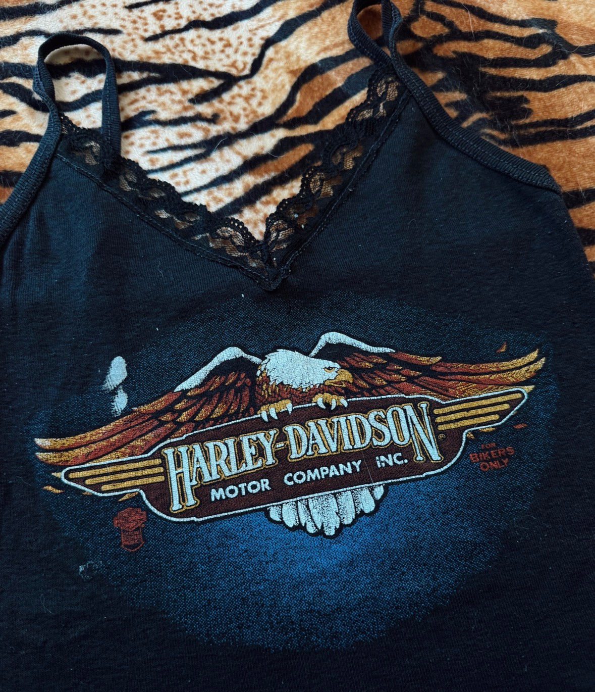 Vintage Harley Davidson Lace Trim Tank Top