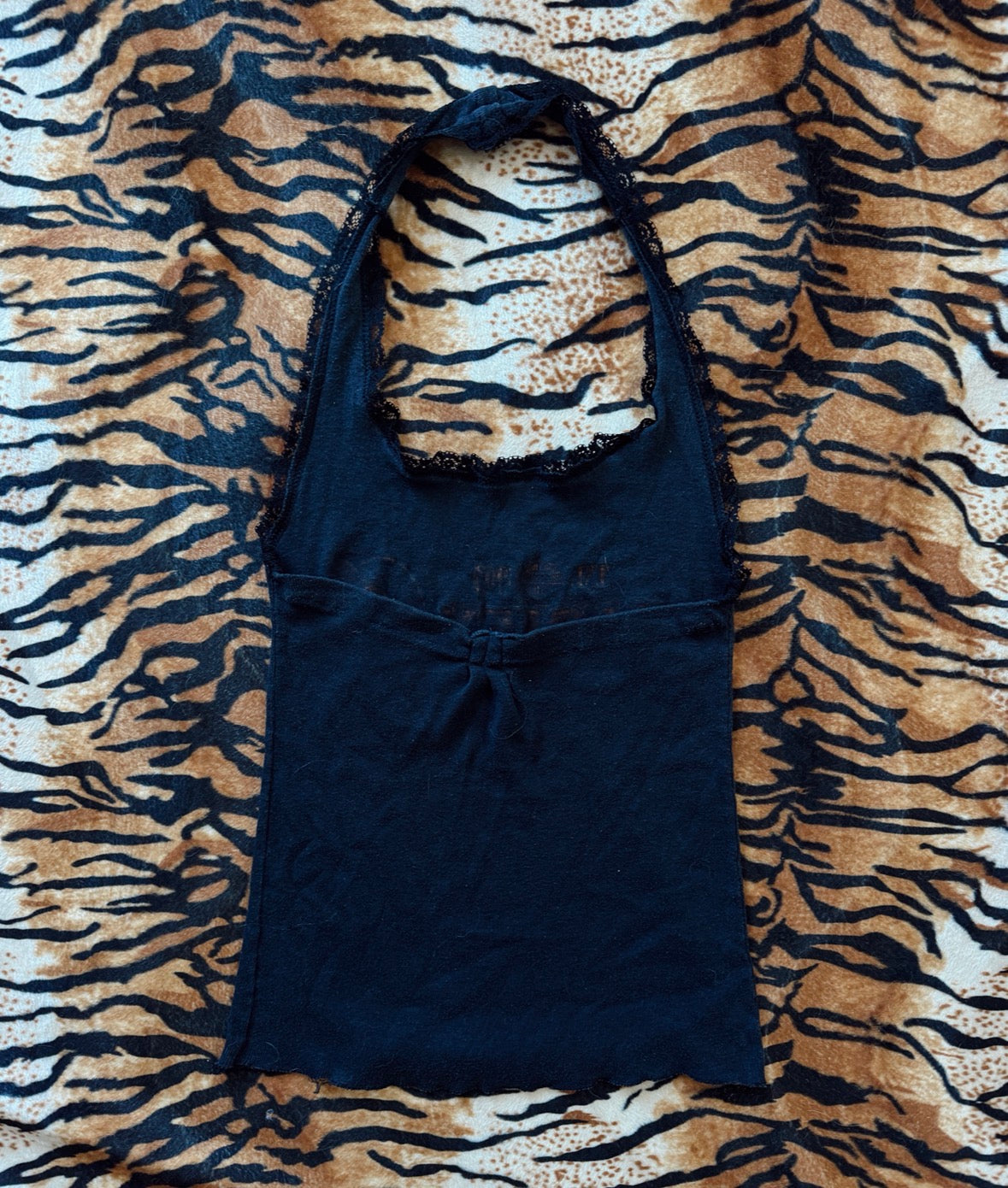 Vintage Harley Davidson Lace Trim Halter Top