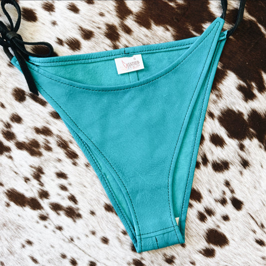 Vintage Blue Leather Bikini Bottoms