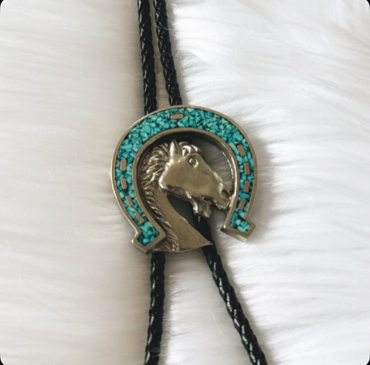 Vintage Horseshoe Turquoise Bolo Toe