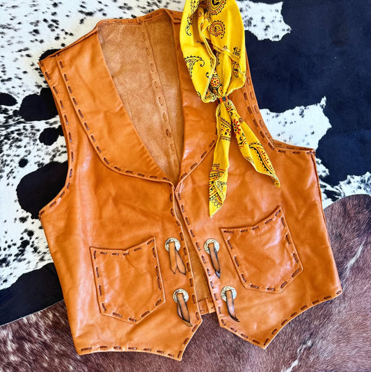 Vintage 70s Leather Vest