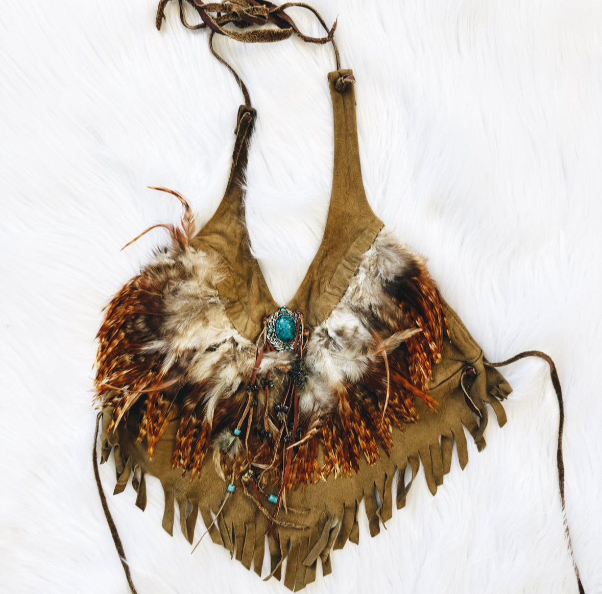 Vintage Feathered Halter Top
