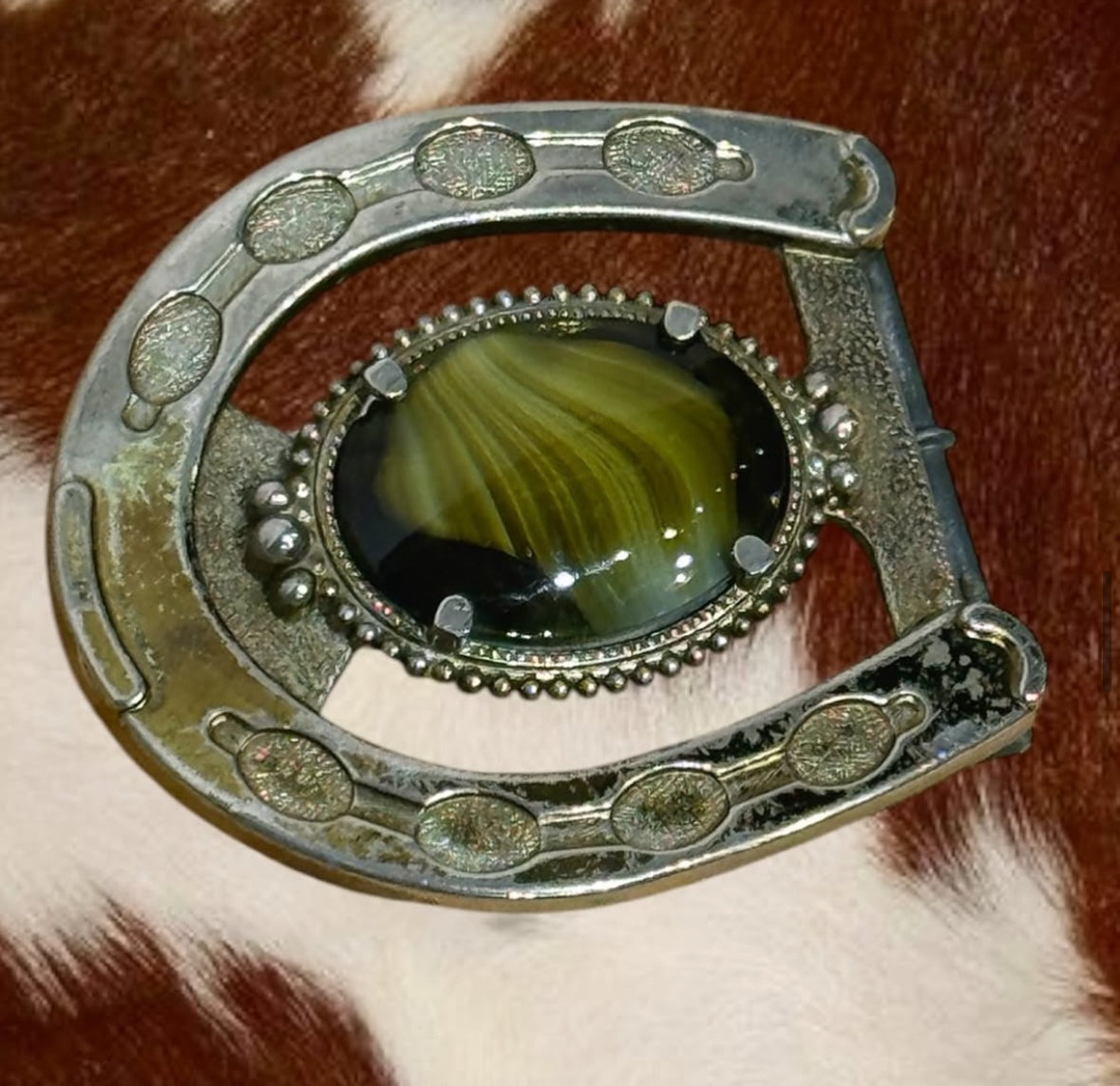 Vintage Horseshoe Stone Buckle