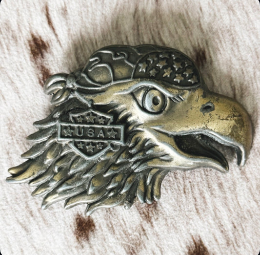 Vintage Eagle Biker USA Belt Buckle