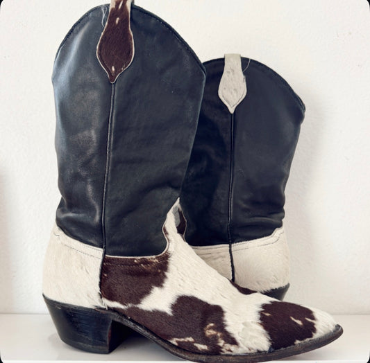 Vintage Cowhide Cowboy Boots