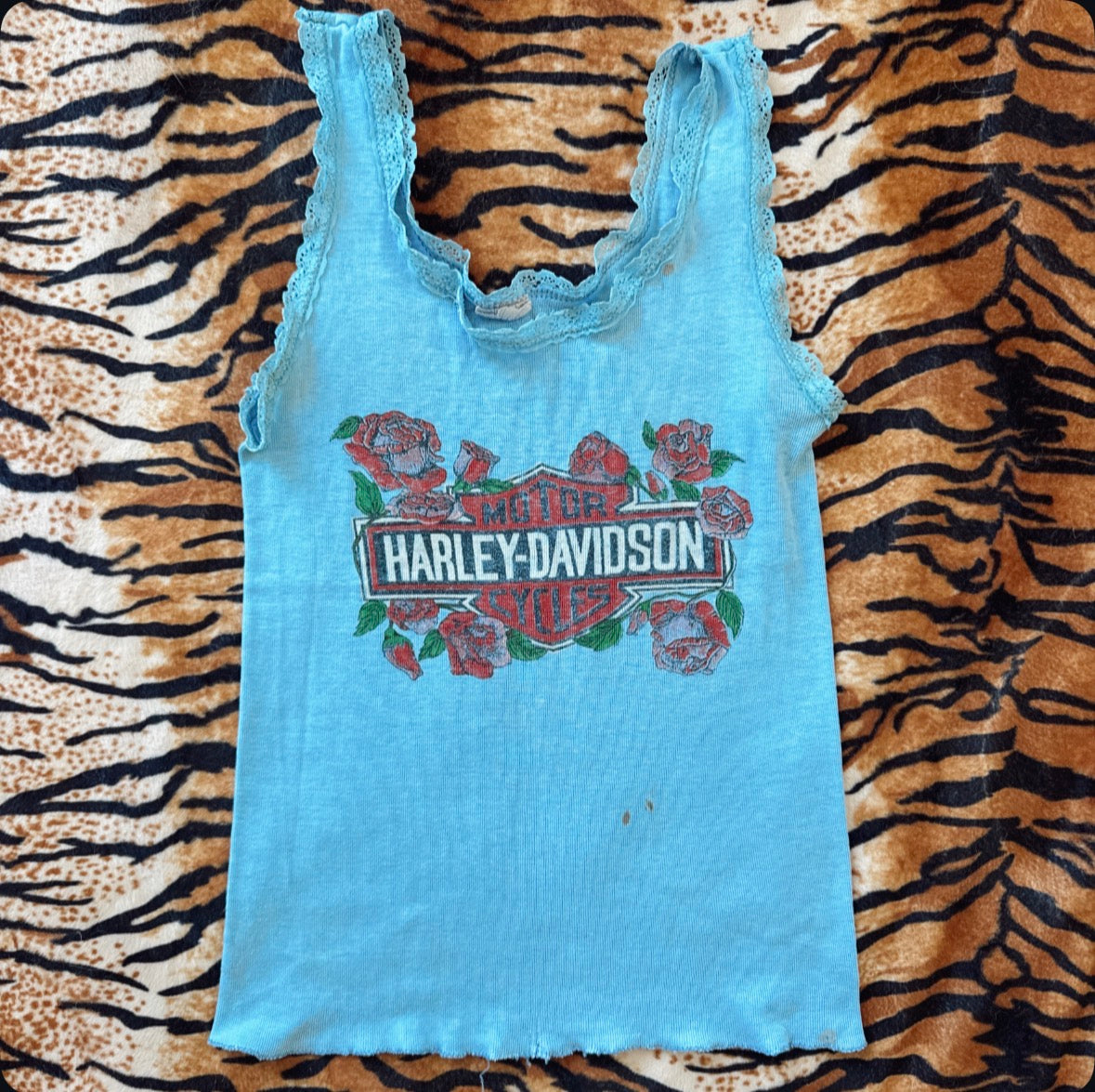 Vintage Harley Davidson Roses Tank Top