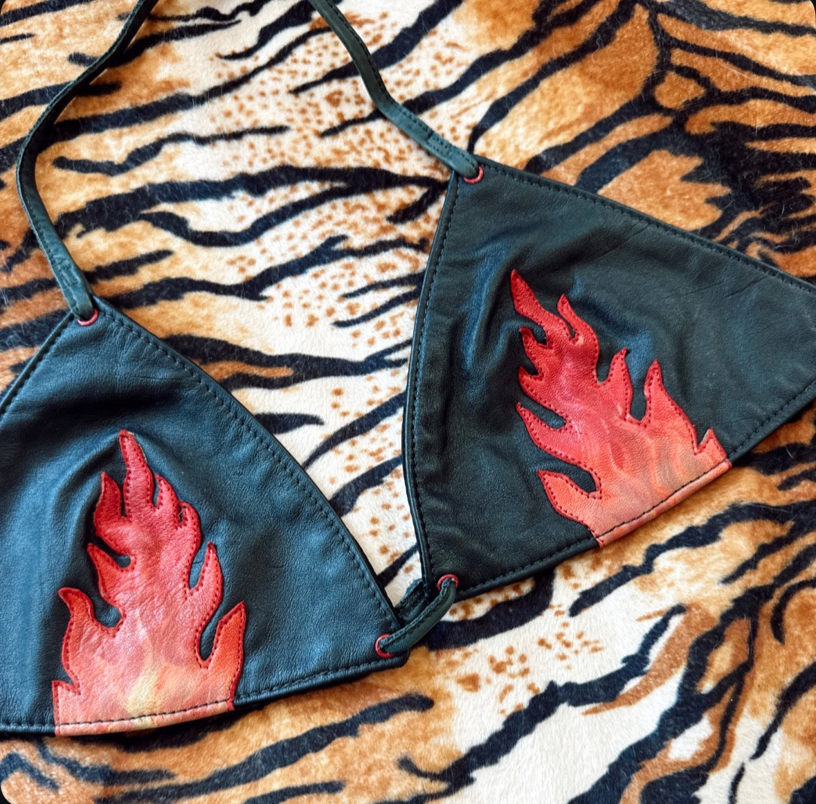 Vintage Flame Leather Halter Top