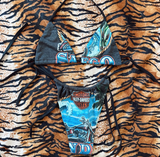 Vintage Harley Davidson Bikini Set