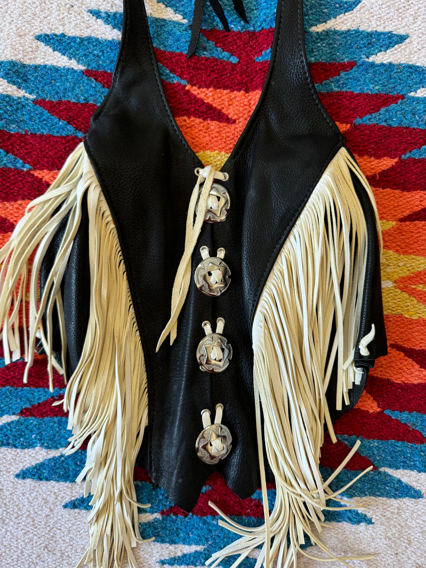 Vintage Halter Leather Fringe Top