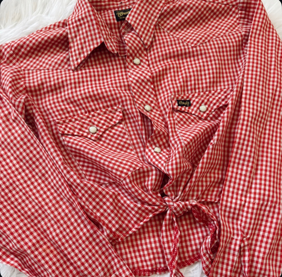 Vintage Wrangler Tie Front Pearl Snap