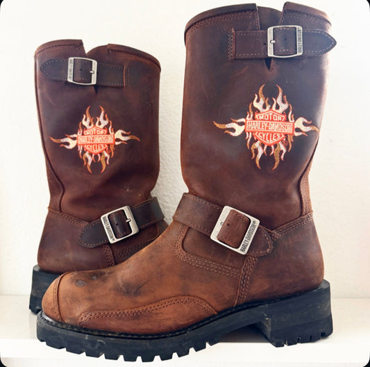 Vintage Harley Davidson Biker Boots