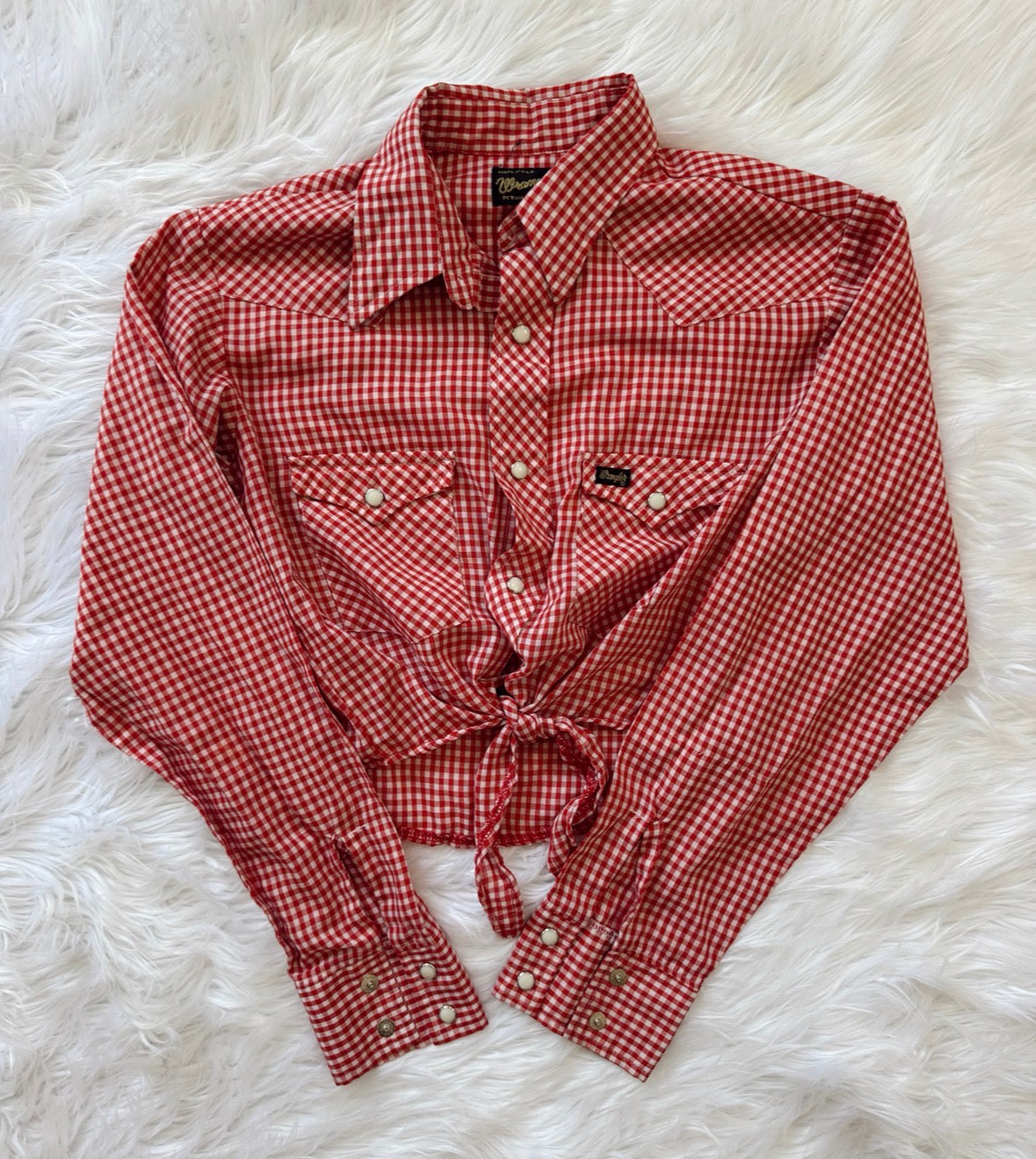 Vintage Wrangler Tie Front Pearl Snap