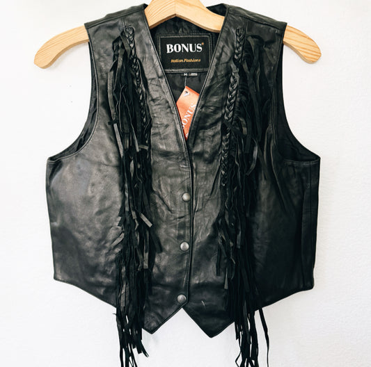 Vintage Fringe Black Vest