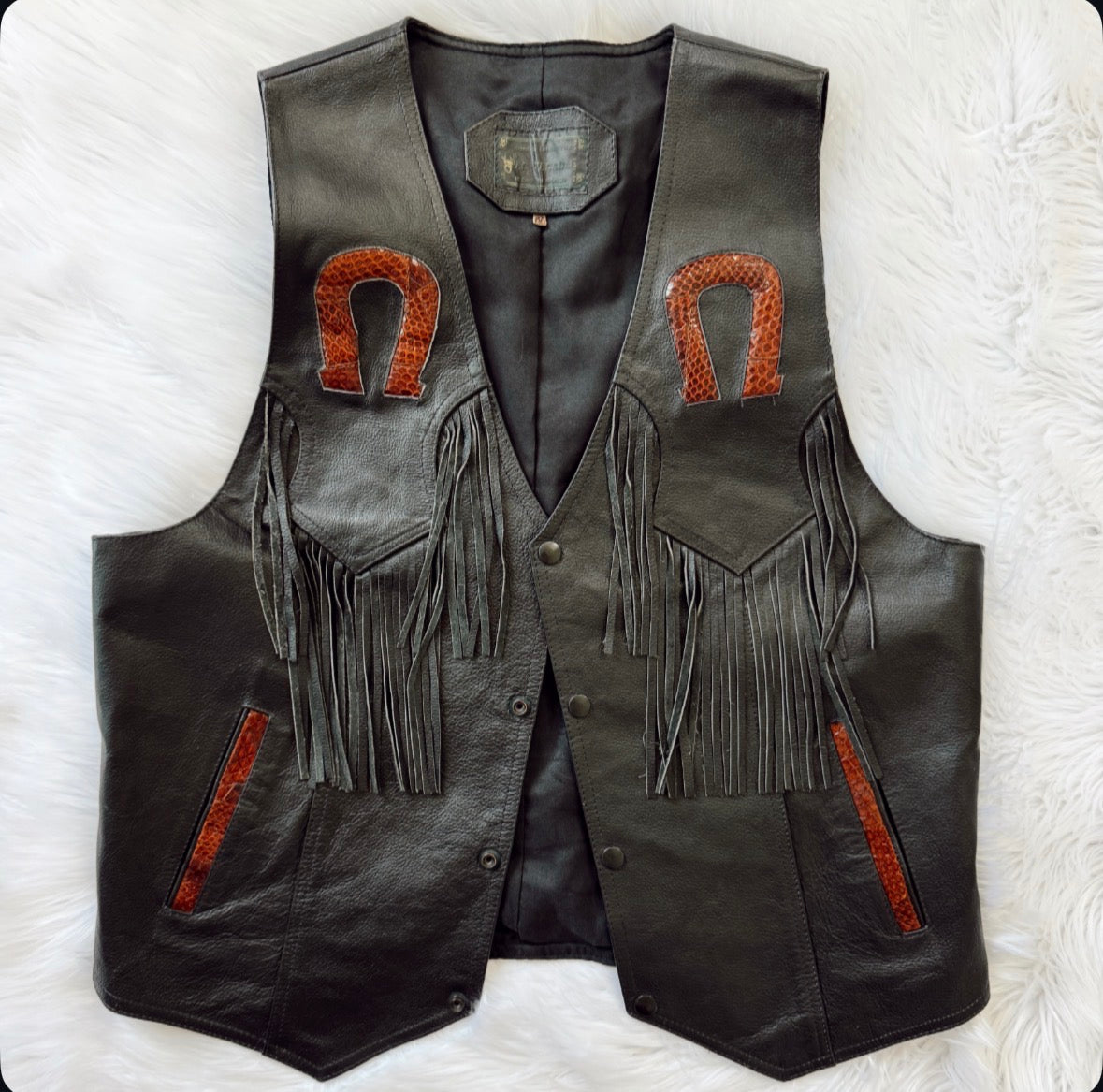 Vintage Horseshoe Leather Vest