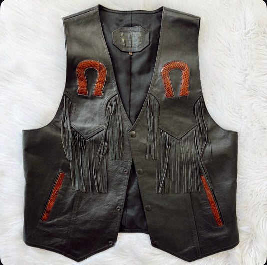 Vintage Horseshoe Leather Vest