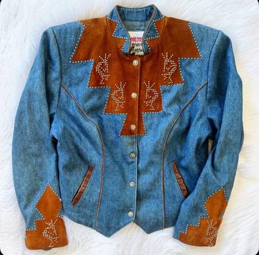 Vintage Denim Studded Jacket