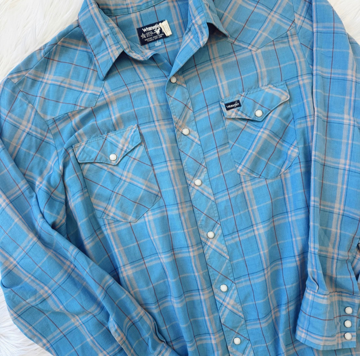 Vintage Wrangler Blue Pearl Snap
