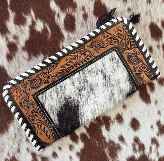 Cowhide Tooled Leather Wallet