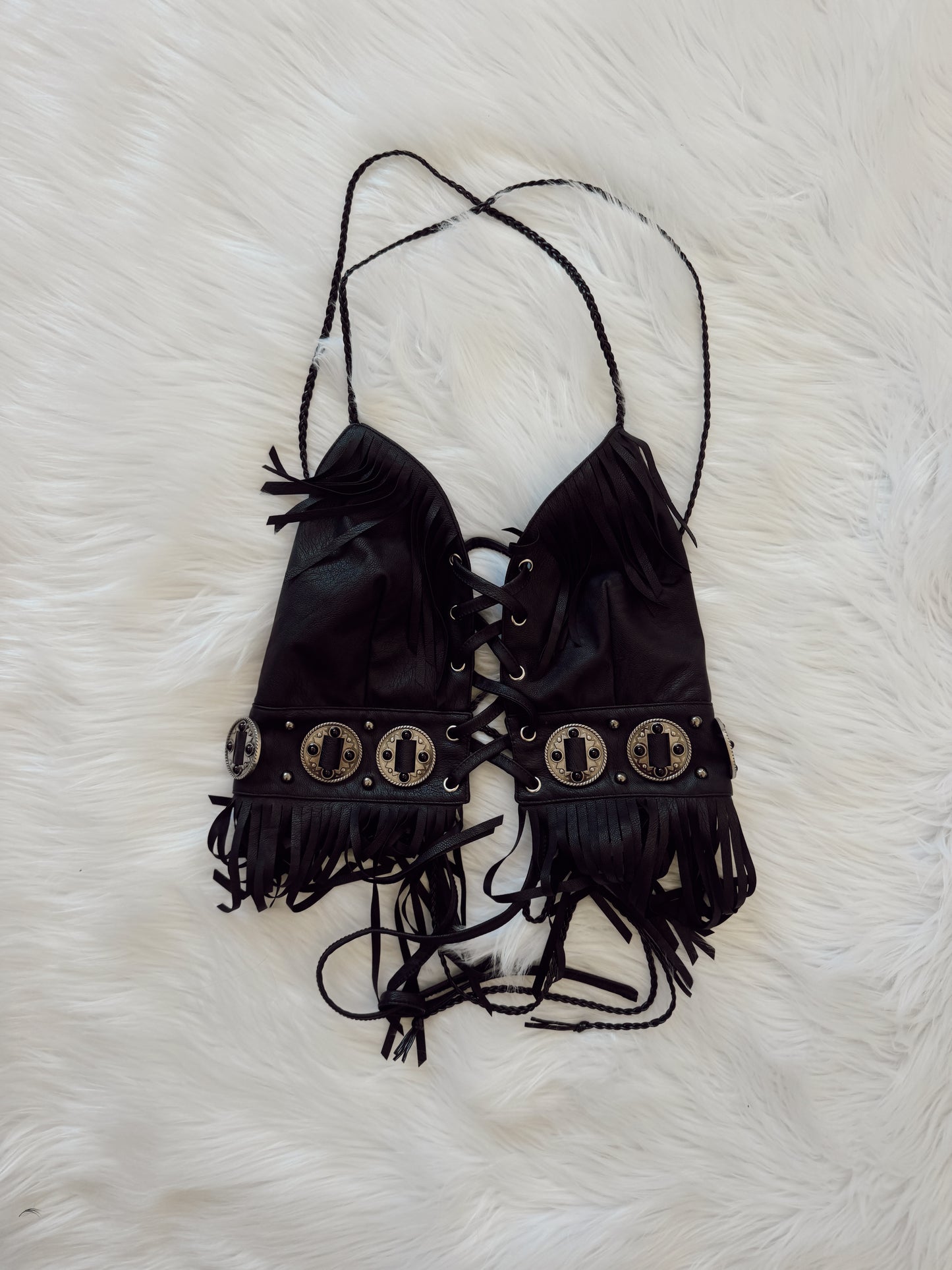 Leather Concho Halter Top