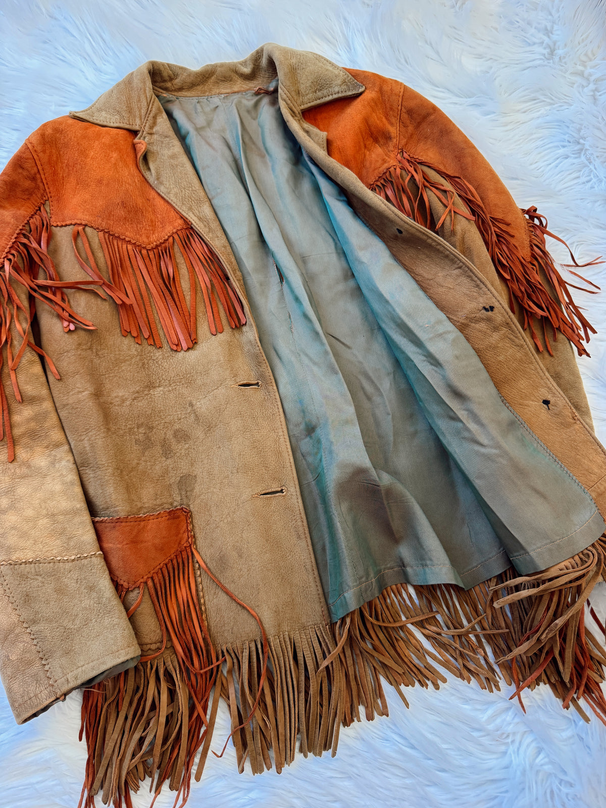 Vintage Two Tone Suede Fringe Jacket