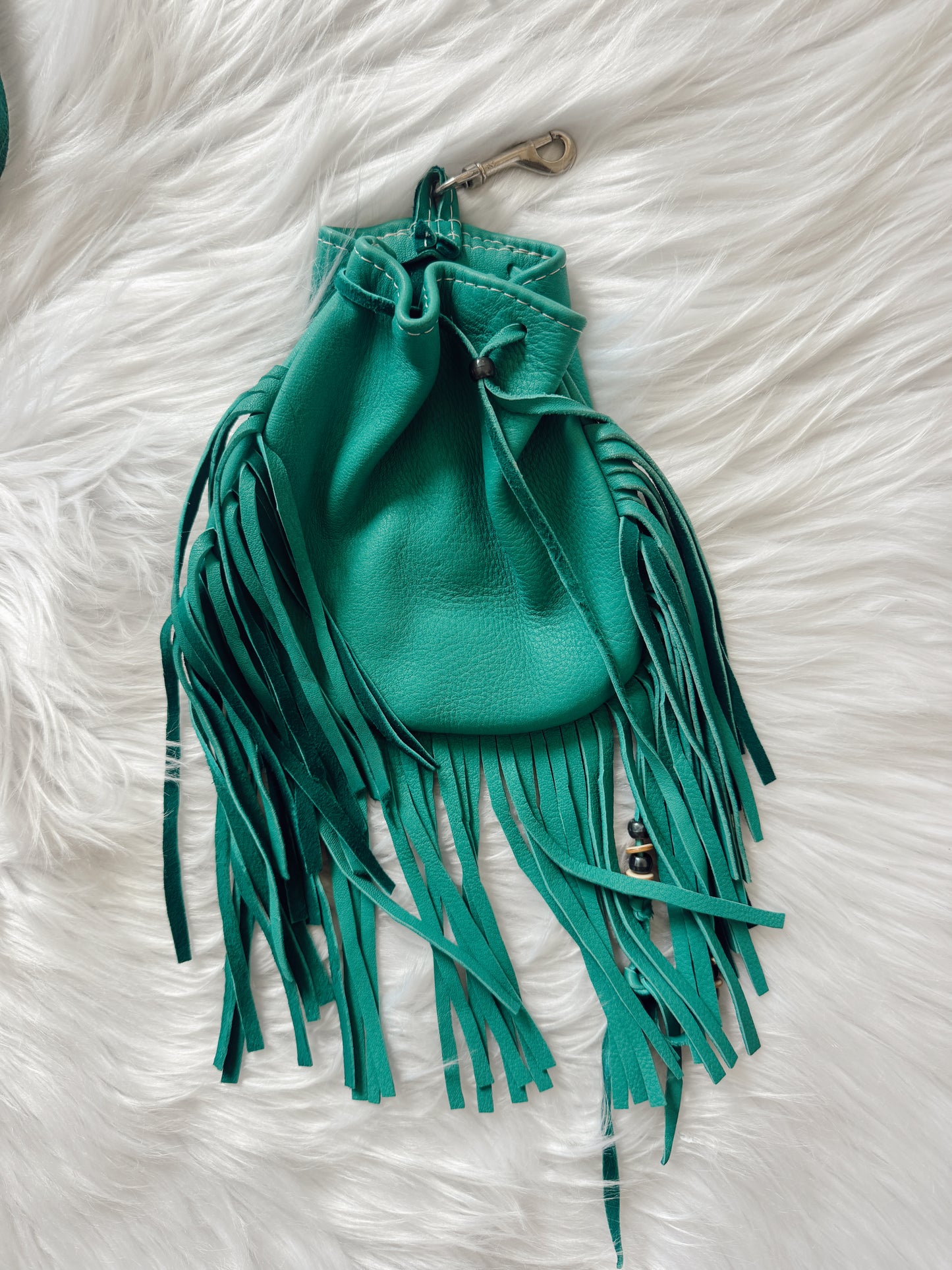 Vintage Turquoise Fringe Top & Clutch Bag