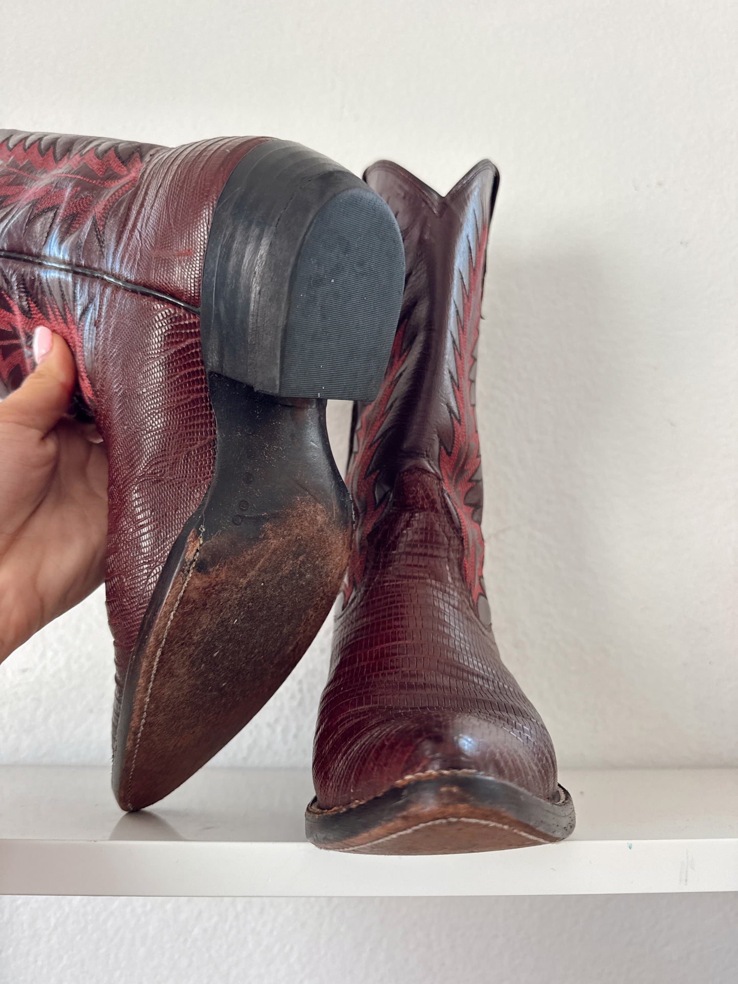 Vintage Maroon Cowboy Boots