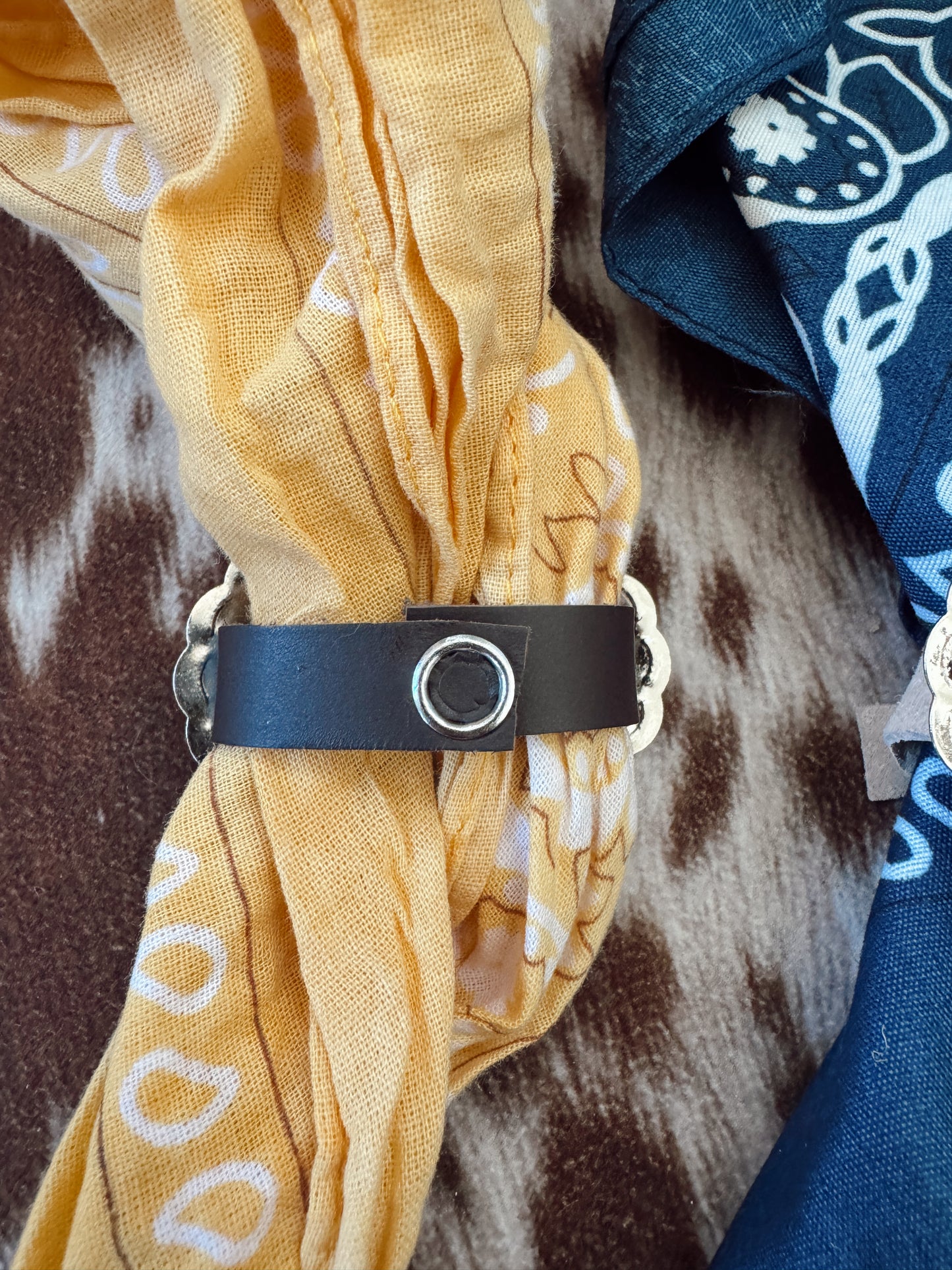 Small Leather Concho Bandana Slides