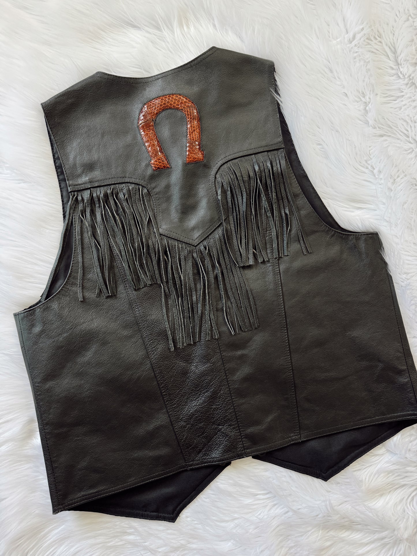 Vintage Horseshoe Leather Vest