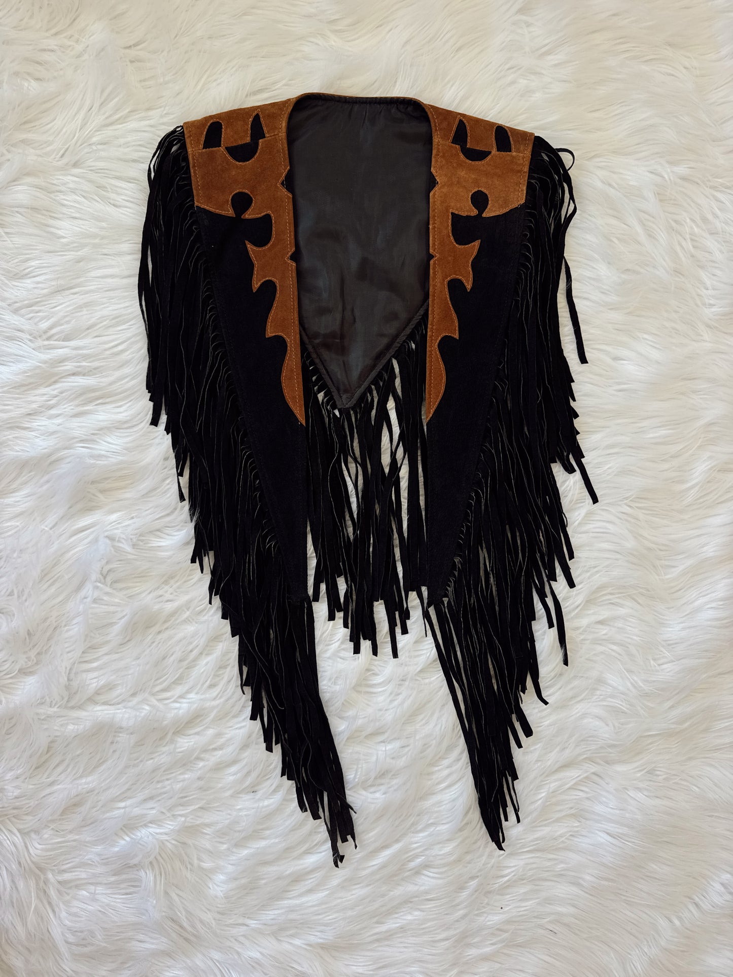 Vintage Suede Fringe Shawl
