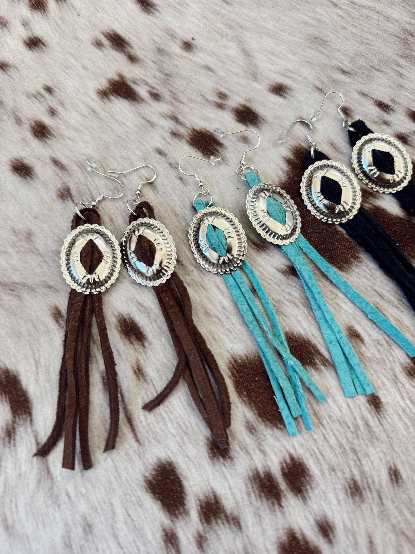 Concho Suede Fringe Earrings