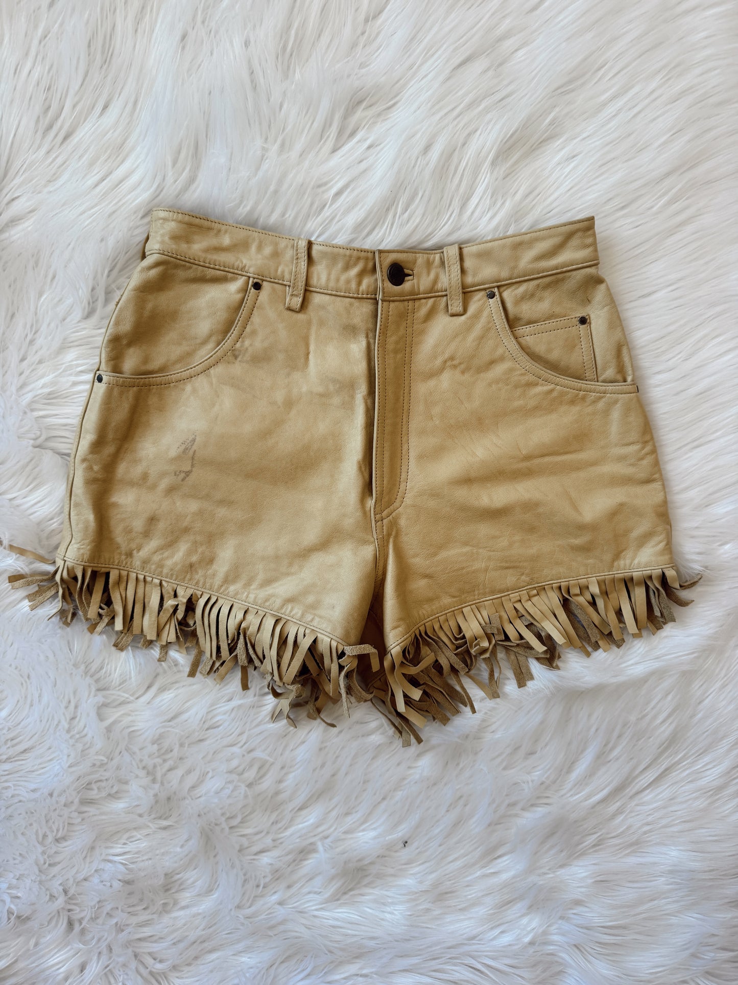 Vintage Harley Davidson Leather Fringe Shorts