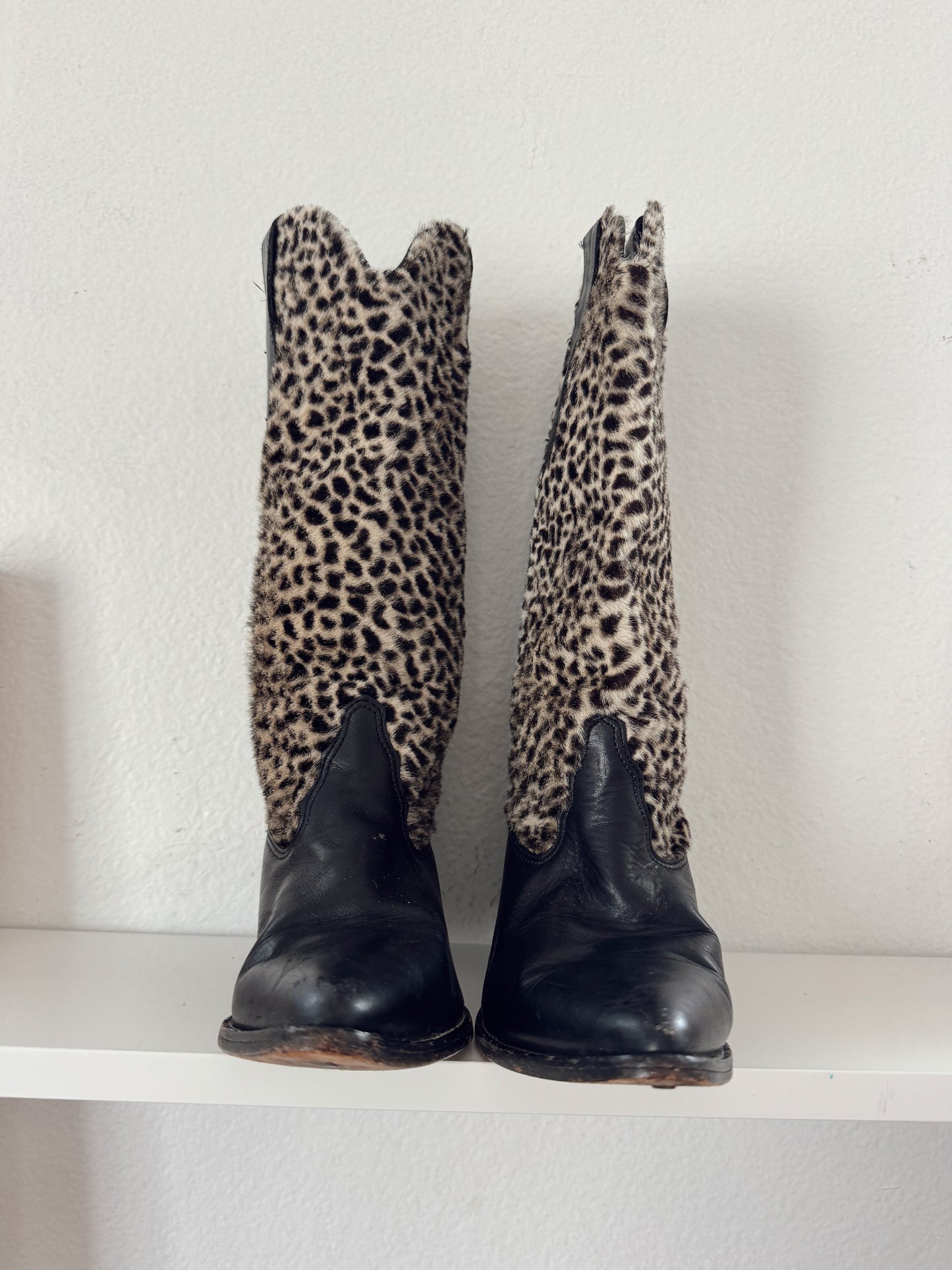 Vintage Leopard Print Cowboy Boots