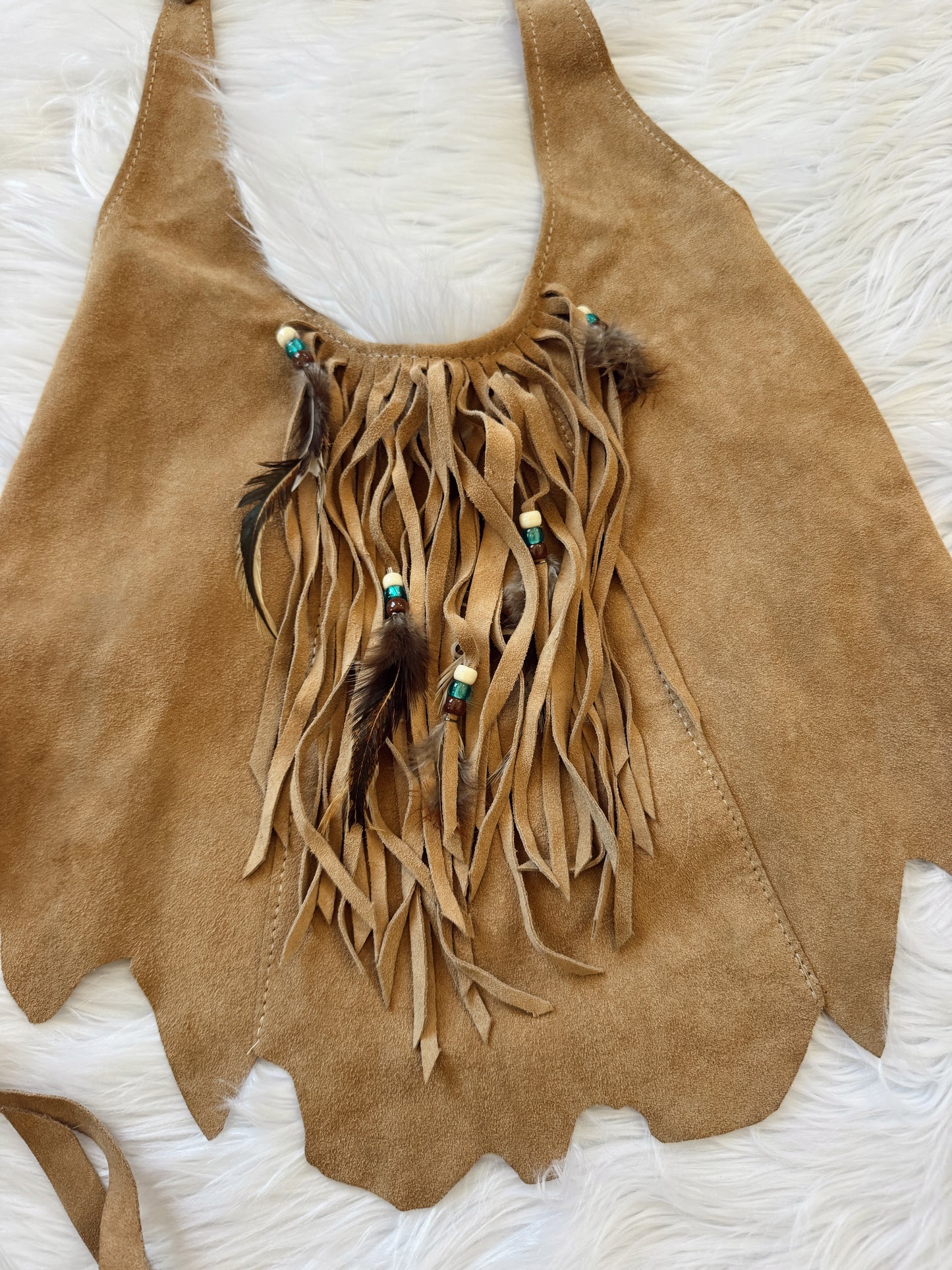 Vintage Suede Fringe Halter Top