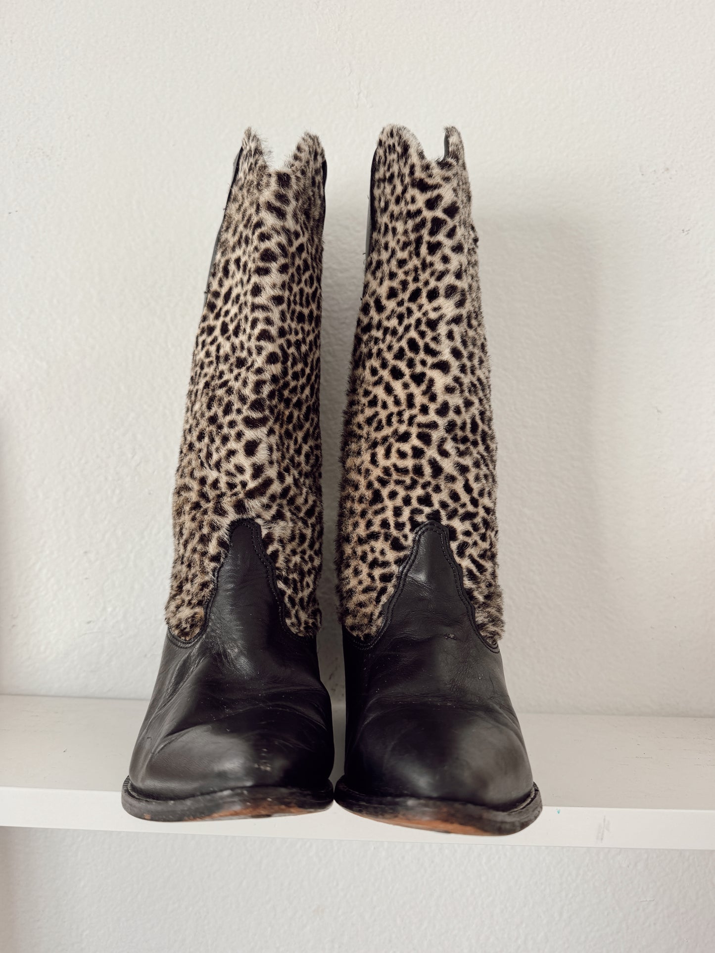 Vintage Leopard Print Cowboy Boots