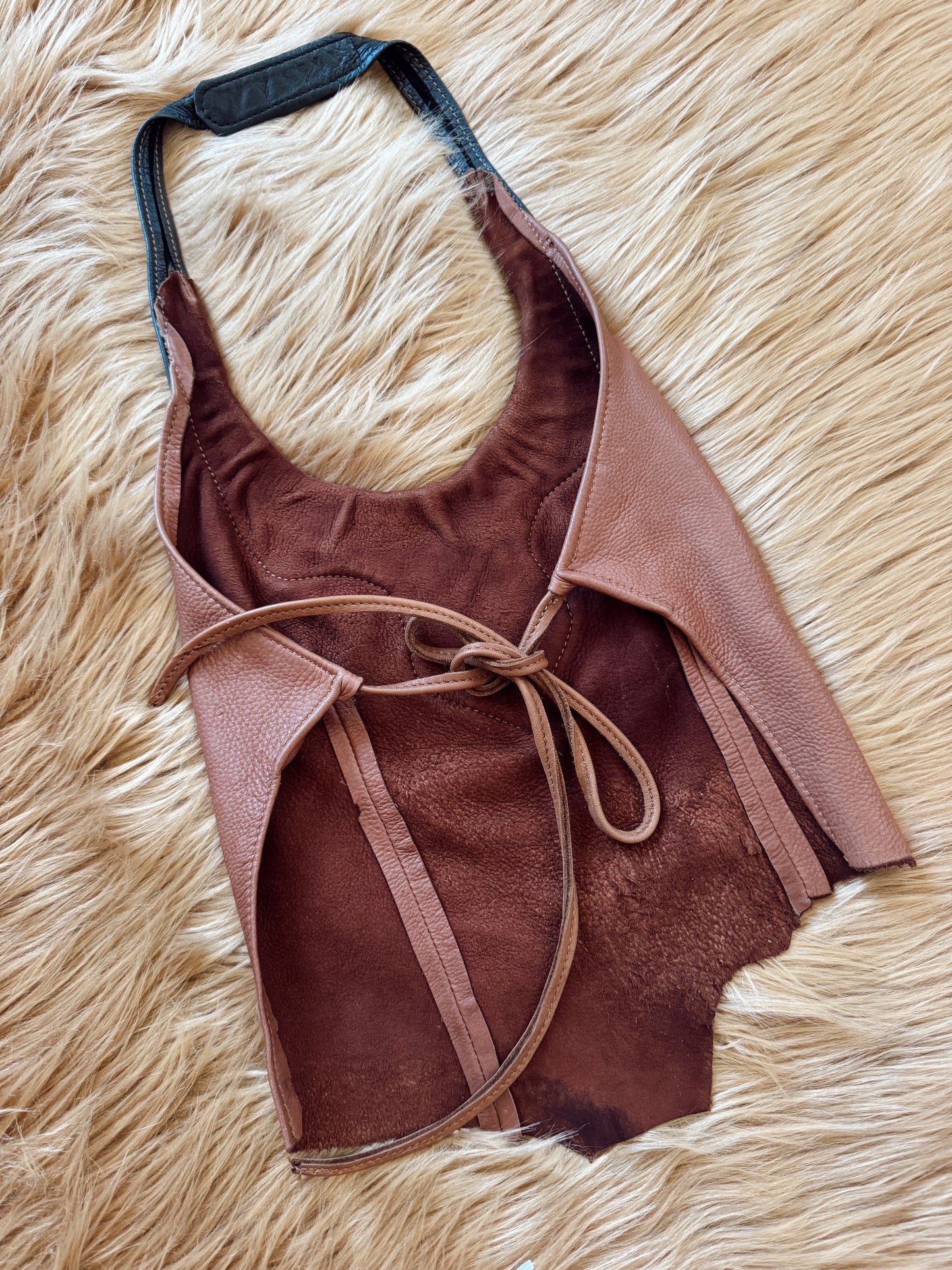 Vintage Snakeskin Stone Leather Halter Top
