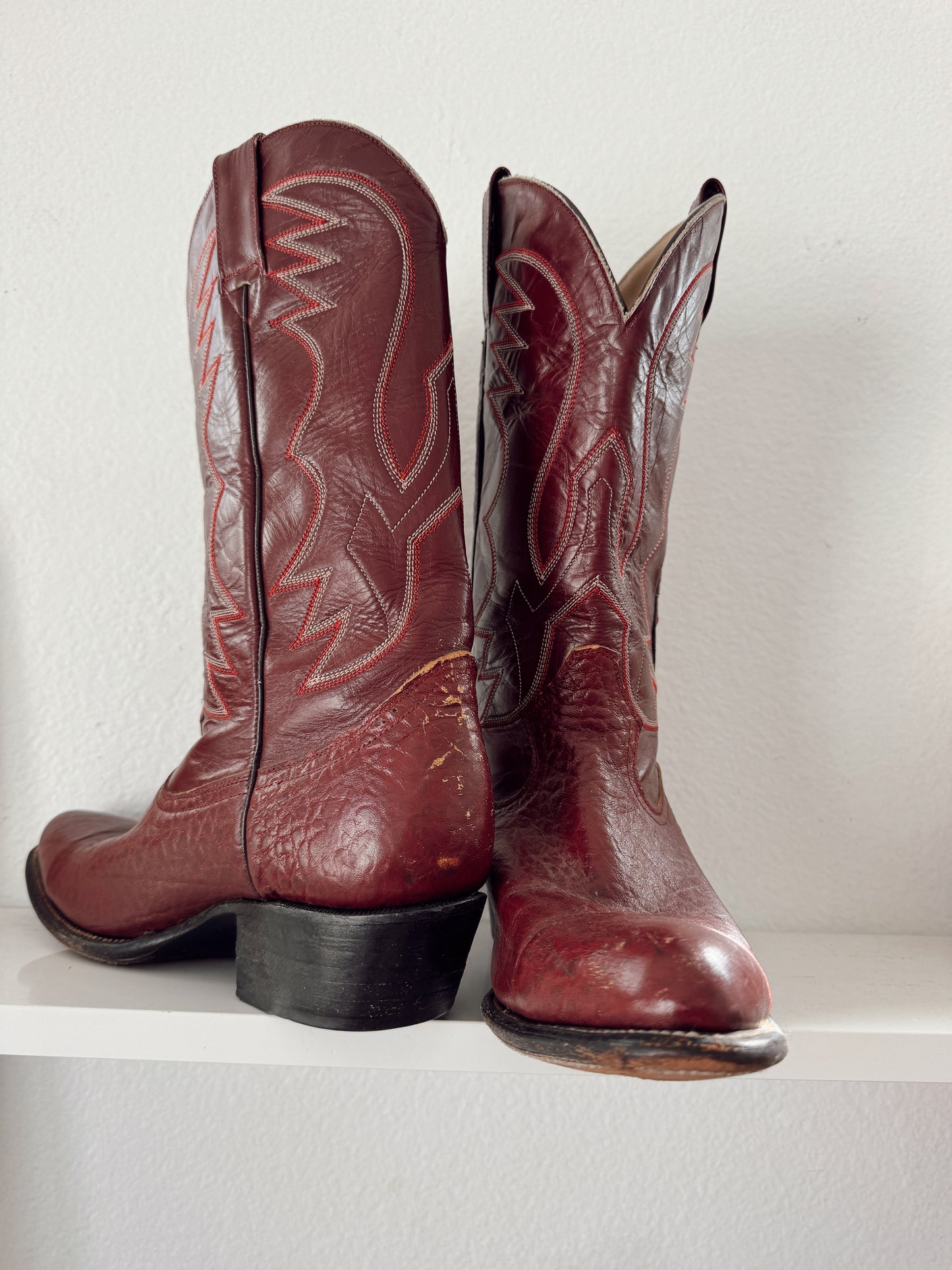 Vintage Red Maroon Cowboy Boots
